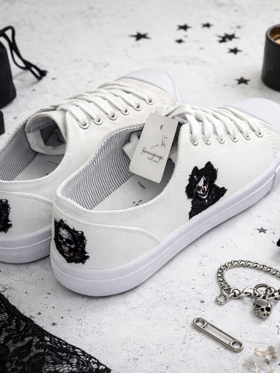 Universal Thread Shoes - Custom Goth Skull Clown Sneakers Womens 7 Edgy Alt Canvas NWT